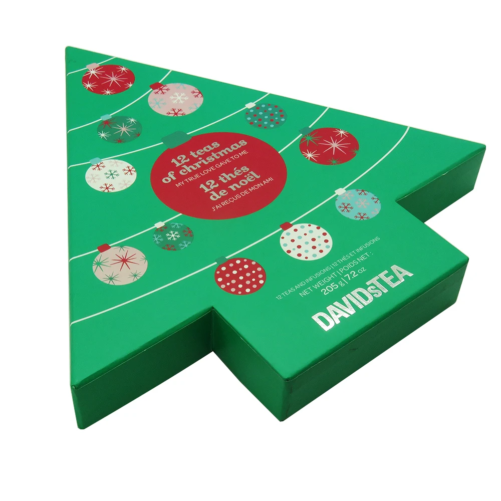 special green christmas tree shape tea packaging gift box