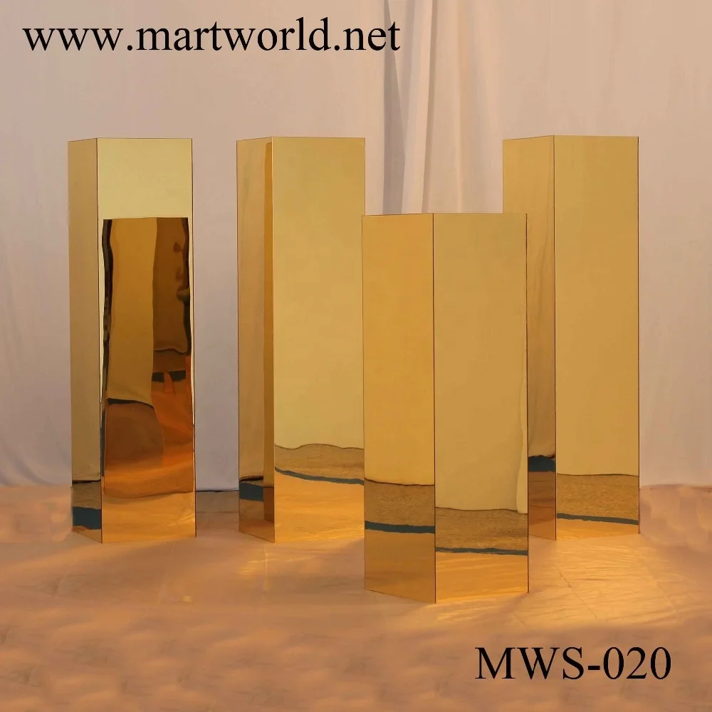 Acrylic vàng gương đứng quảng trường hộp trụ cột trang trí đám cưới gương đứng trang trí đám cưới cột trụ cột (MWS-020)