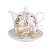 Best quality gold floral antique afternoon fine bone china tea for one set