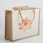 Wholesale custom natural environmentally friendly fashion linen beach jute gift bag