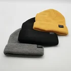 Fashion Flexible Custom Design Logo As Your Requirement Grey Warm Winter Beanie Knitted Hats Caps With Patch