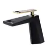 2019 new bathroom CE Certified brass square shaped Matt Black Waterfall Basin mixer with hollow handle