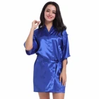 soft satin kimono night gown mature women sexy bathrobe with belt