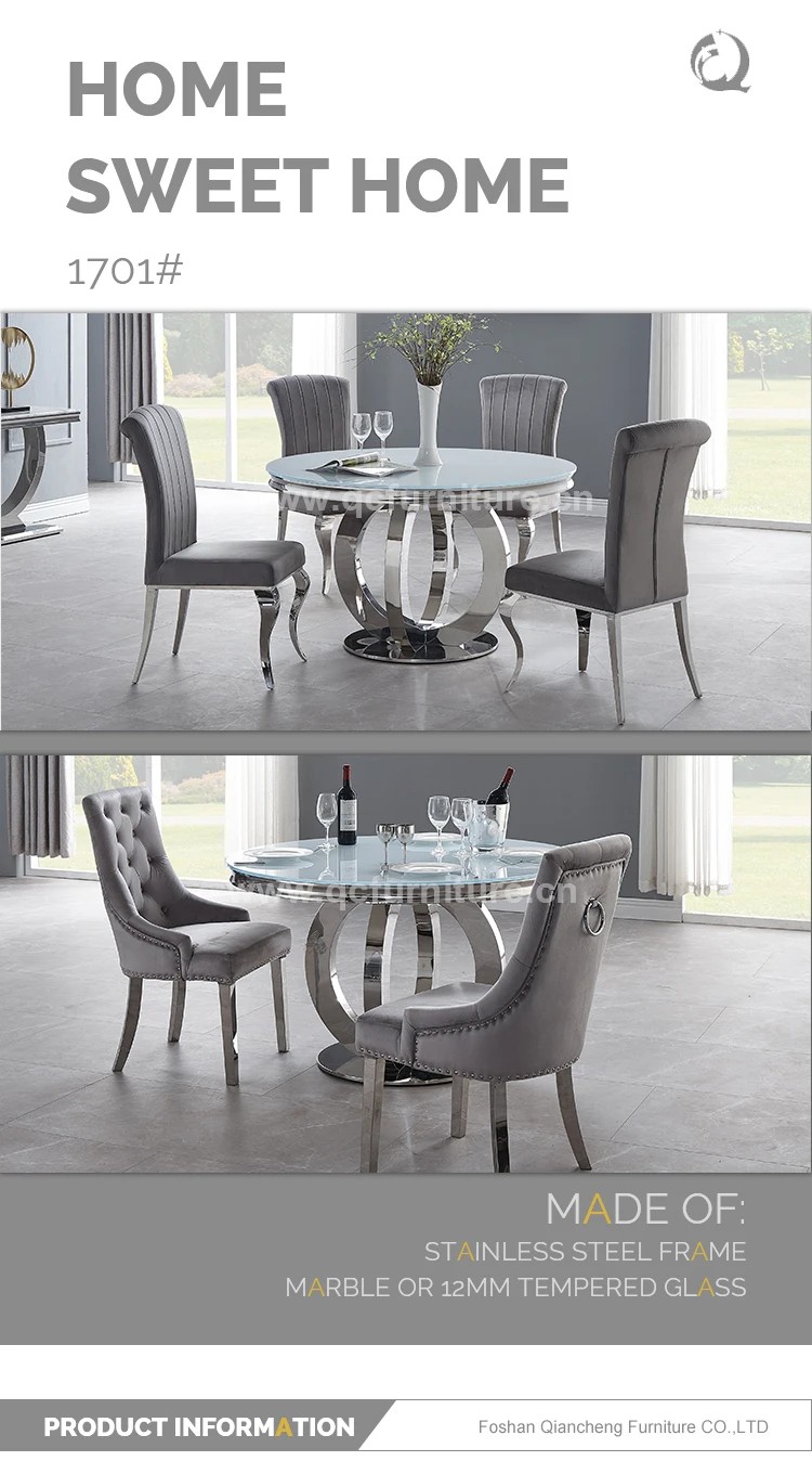 factory customized luxury <strong>round</strong> mirror glass dining table and