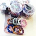 Candy color 10 pieces telephone string transparent ball pony tail rubber elastic hair ties for ladies