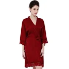 FUNG 3020 Wholesale Plus Size Ladies Lace Robes Sexy Femme Sleepwear Silk Robe Women Bridal Robe