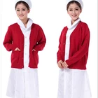 warm long sleeves v-neck blue hospital nurse sweater uniform