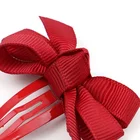 Custom kids korean fashion red metal bow hair clips