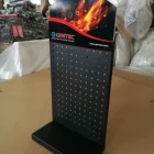 red color retail pegboard panel counter display unit stand with hooks