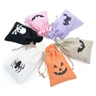 Customized Drawstring Burlap Gift Bags Halloween Party Pouches Diy Festival Gift Wrapping Hessian Hemp Bag