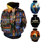 Fashionable men's sweatshirt Halloween pumpkin print 3D digital personality casual couple hoodie