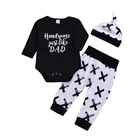 Baby Black Long Sleeve Romper Boy Newborn White Long Pants and Hat Winter 100% Cotton Baby Toddler Clothing Set
