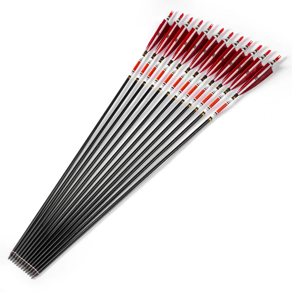5 "Red Perus penas seta para a Caça Tiro Com Arco flecha De Alumínio composto Composto/Recurvo/Longo arco e flecha