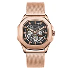 Watches Silicone New Fashion Design Square Skeleton Automatic Custom Logo Watches Men With Silicone Strap
