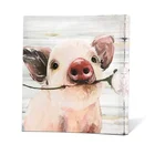 Art Furniture New Design Cute Pink Pig Wearing A Helmet Wall Art Painting For Furniture Decor