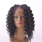 16inch curly twist synthetic hair wig faux loc hand made crochet senegal lace front women braided wigs