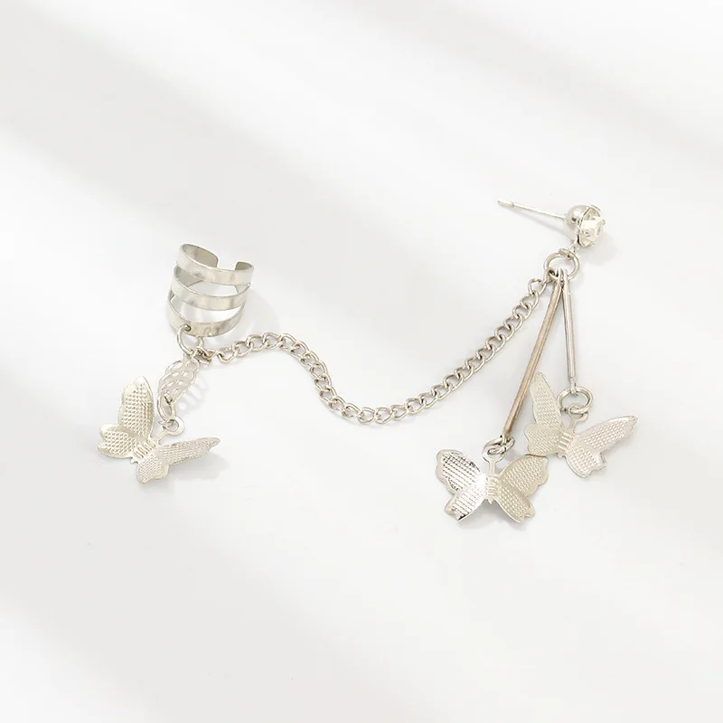 new fashion silver 3d butterfly earrings women beach summer womens earrings butterfly ear cuff jewelry