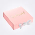 Wholesale custom logo cardboard paper rose gold bridesmaid gift box packaging