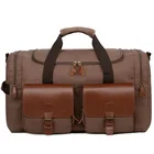 Leather Duffle Bag OEM Vintage Duffle Bag Cancas PU Leather Travel Luggage Bag For Men In Stock