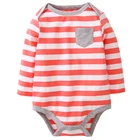 Factory direct hotsale newborn 100% cotton long sleeve cute stripe baby boy romper bodysuit