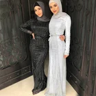 2019 evening dress elegant dress Middle East fashion sequined striped dress abaya london