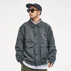 2019 New Trending Solid Colore Men's Patchwork Casual Jackets Street Style Turn-Down Collar Cargo Coats