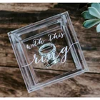 Clear Glass Look Custom Acrylic Engagement Modern Jewelry Wedding Rings Bearer Box Holder