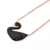 Woman Accessory Chain Stainless Steel Black Swan Zircon Stone Pendant Necklace