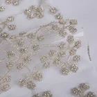 Elegant french gold metallic embroidery and crystal beaded lace fabric special for bridal