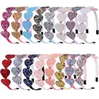 Children Novelty Plastic Hairbands Glitter Sequins Headband Gradient Color Heart Hairband Girls Headbands