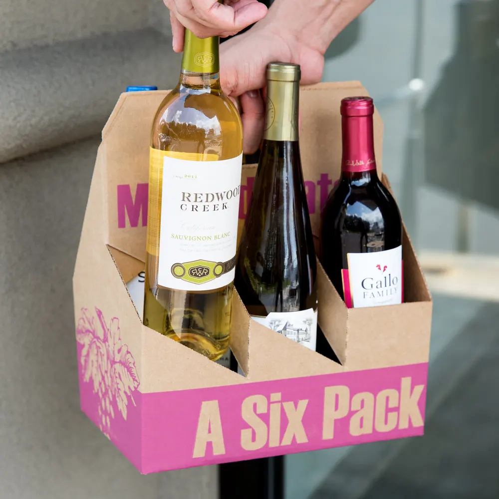 six pack foldable paper beer carrier box beer wine bottle
