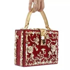 Women' Sparkling Crystal Clutch Purse Elegant Alloy Flower Acrylic Evening Bags