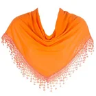 latest design orange triangle 100% viscose scarf with lace fringes