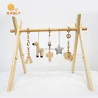 Activity Baby Wooden Play Gym Toys Play Mat With Hanging Crochet Dolls