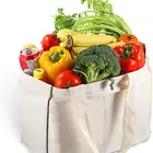 100% Cotton Canvas Washable Grocery Tote Bag with 11.8"L Shoulder Strap