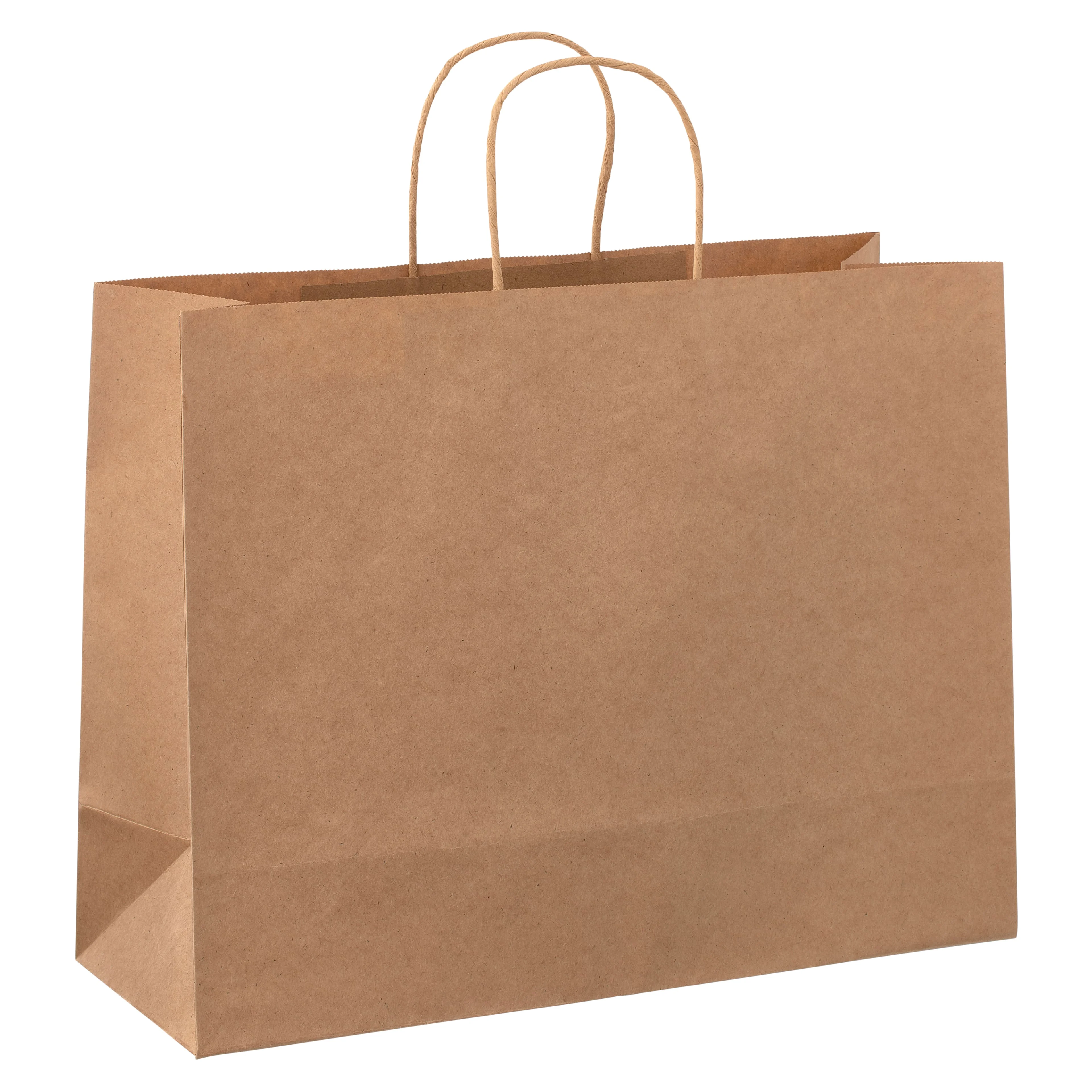 White And Brown Kraft Paper Twisted Handle Shopping Carrier Bag With