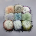With Snap For Knit Hats Fluffy Detachable Faux Fur Pom Pom For Hat Pelota de pelo sintetico con boton de presion