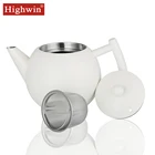 New Style Stainless Steel Single Wall Custom White Printed Tea Pot Teapot Kettle