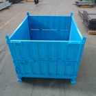 Collapsible And Stackable Warehouse Storage Steel Pallet Box Folding Steel Container
