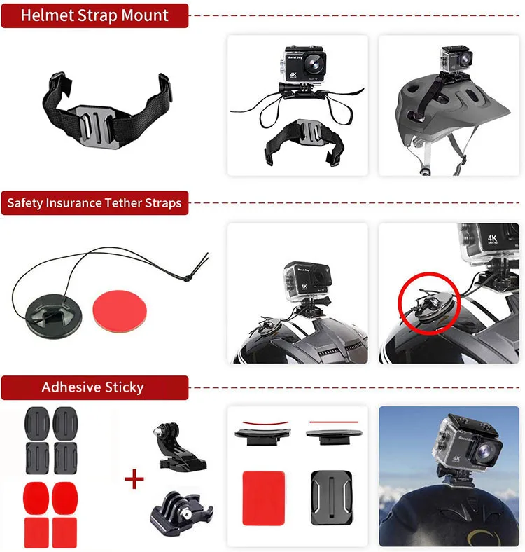 2019 Action Camera Accessories Kit Mount For Gopro Hero 5 6 7 Yi 4K Mounting