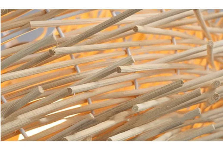 Natural nest shape handmade rattan woven wooden chandelier E27 LED for home store pendant light