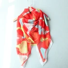 Wholesale Colorful Custom Digital Print Famous Painting Silk Square Chiffon Scarf Silk Shawls