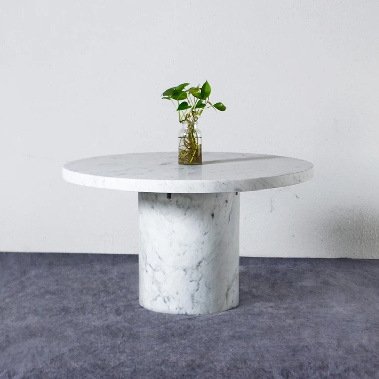 Custom Made Carrara White Marble Round Coffee Table Side Table For Furniture