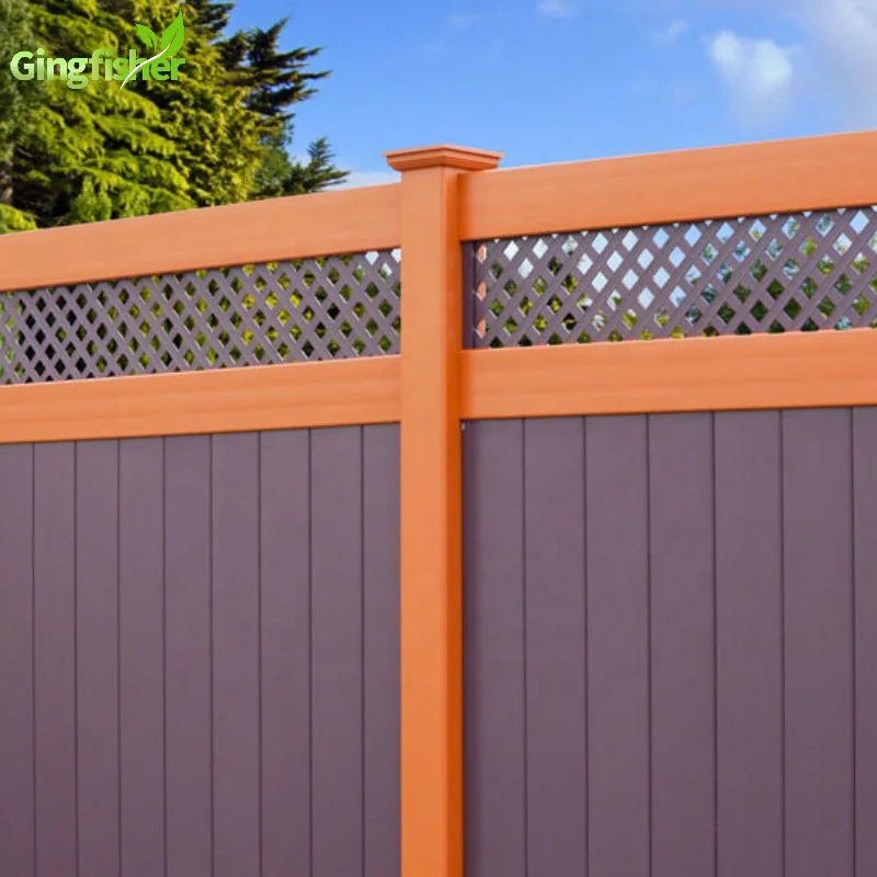 Solid wooden decorative garden fence panel with trellis decorative
