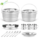 YumuQ 15PCS Stainless Steel Cooking Camping Cookware Sets Mess Kit