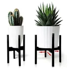 Flower Ceramic Pot Plant Pot Stand Bamboo Wood Flower Ceramic Pot Display Wood Stand Plant Pot Holder Wood Pot Shelf