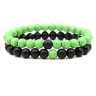 simple 8mm bead alloy charm energy elastic bangle handmade turquoise natural stone couple bracelet