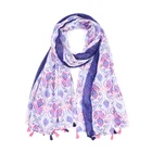 Wholesale 2020 crochet pattern shawl fashion retro blue cashew print muslim hijab scarves