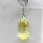 Clear glitter acrylic liquid water key chains custom keyrings for souvenir