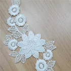 modern design cheap white 3d rose flower embroidery lace fabric for bridal wedding party dress